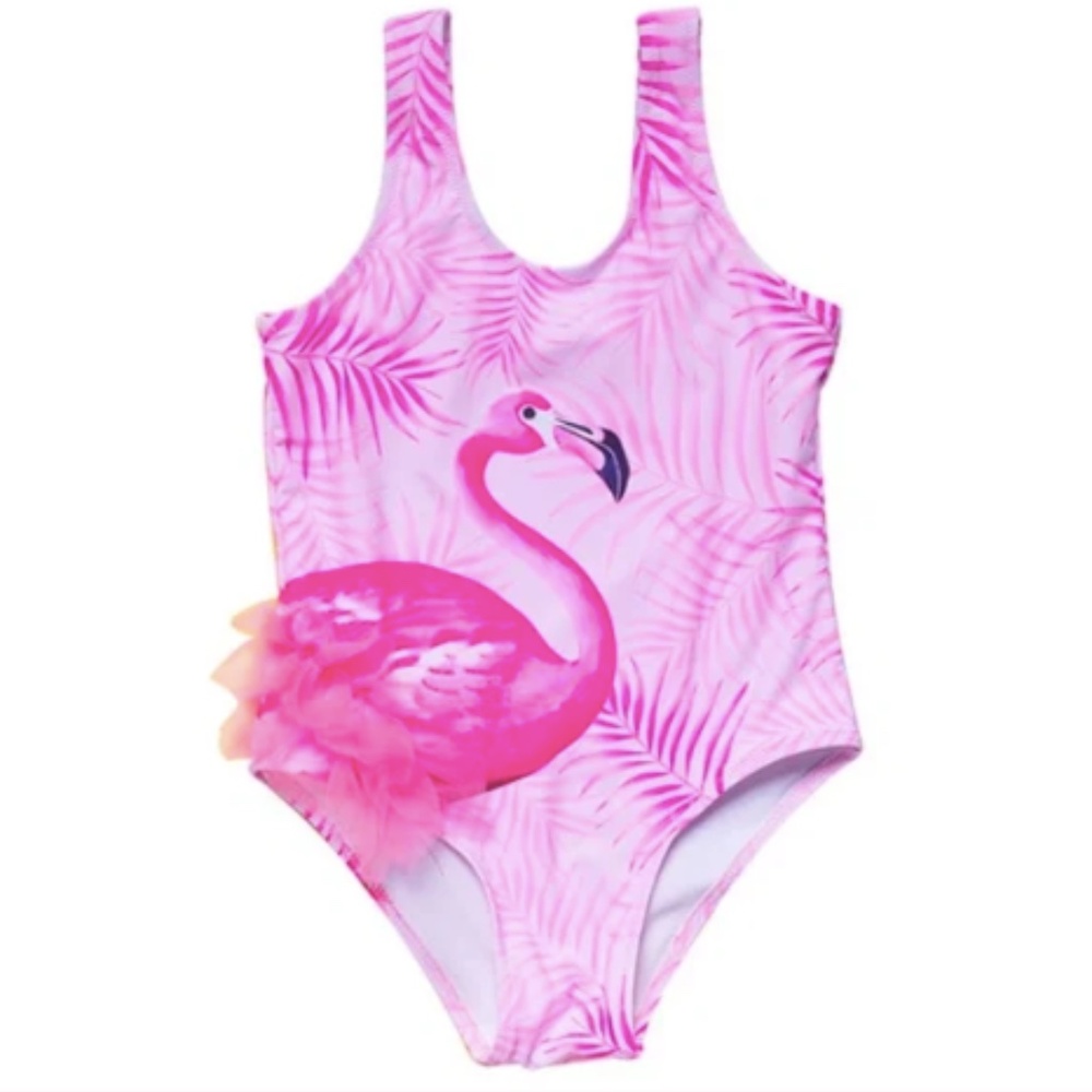 Girls Ruffle Flamingo Swimsuit